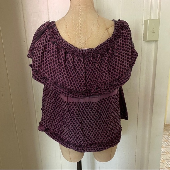 CECILIE COPENHAGEN sz 1 S Off Shoulder Dark Red Top - Picture 8 of 11